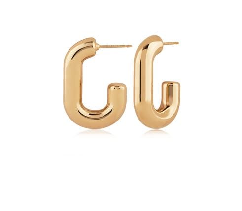 Carla Corp Jewellery - Earrings - Hoop Carla 14K Yellow Gold Rounded Oval J Hoops