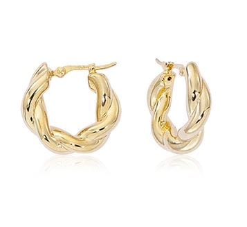 Carla Corp Jewellery - Earrings - Hoop Carla 14K Yellow Gold18mm Duo Twist Puff Hoops