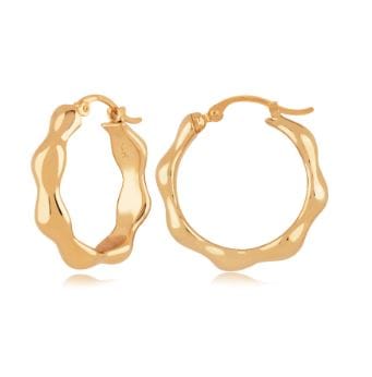 Carla Corp Jewellery - Earrings - Hoop Carla 14K Yellow Gold20mm Undulating Wave Hoops