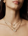 MEMO dinh van Jewellery - Necklace dinh van 18K Yellow Gold Large Menottes Diamond Mixed Link Necklace