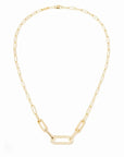 MEMO dinh van Jewellery - Necklace dinh van 18K Yellow Gold Medium Maillon Mixed Link Diamond Pave Necklace