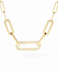 MEMO dinh van Jewellery - Necklace dinh van 18K Yellow Gold Medium Maillon Mixed Link Diamond Pave Necklace