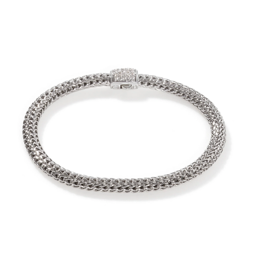 John Hardy Sterling Silver Iconic 5mm Bracelet with Diamonds