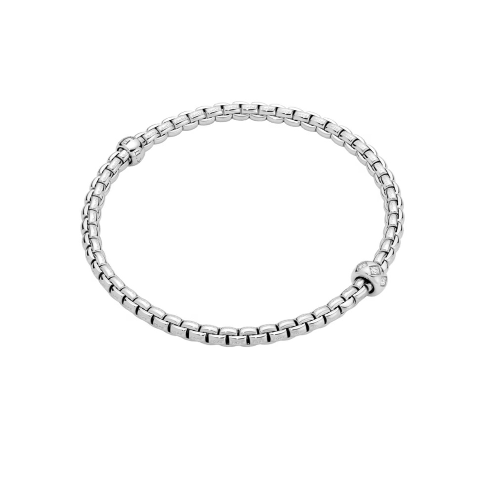 FOPE 18k White Gold Rhombus-set diamonds Eka Collection Flex'it Bracel ...