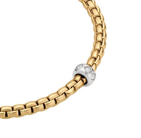 Fope Jewellery - Bracelet Fope 18K Yellow Gold and Diamond 4mm Eka FlexIt Bracelet Size Medium