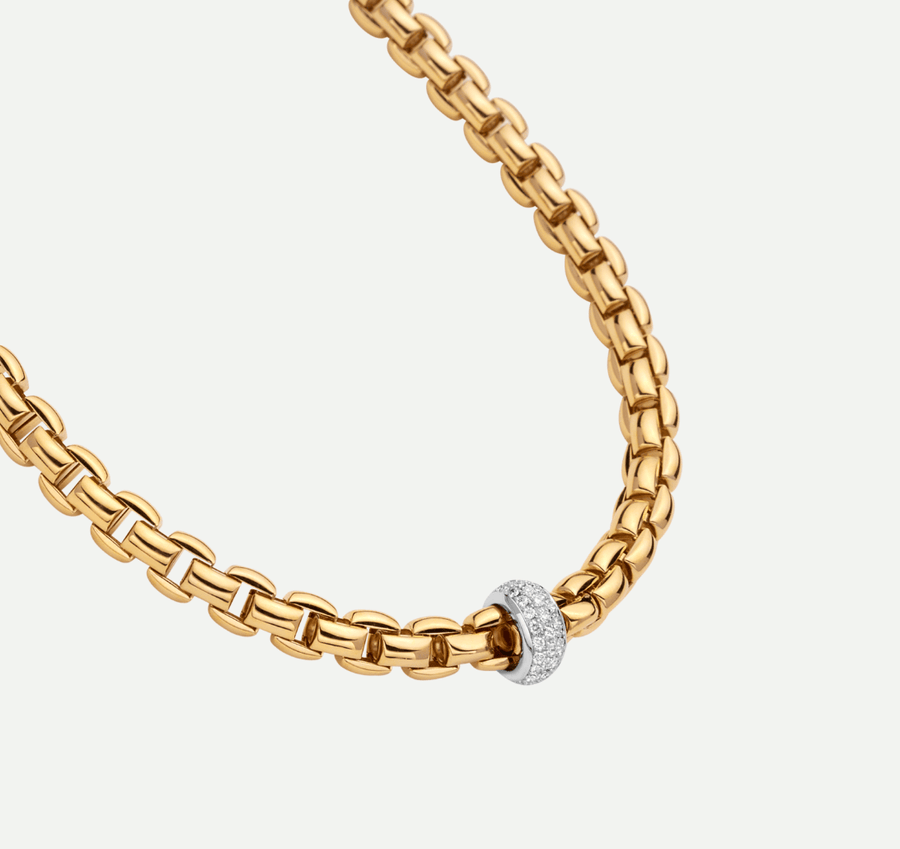 Fope Jewellery - Necklace FOPE 18k Yellow Gold Diamond Pave Eka Necklace