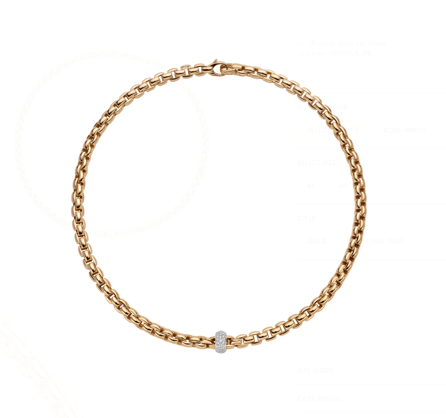 Fope Jewellery - Necklace FOPE 18k Yellow Gold Diamond Pave Eka Necklace