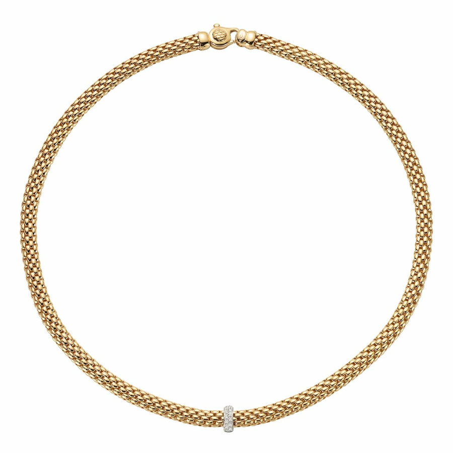 Fope Jewellery - Necklace Fope 18K Yellow Gold Flat Vendome Decklace with Diamonds