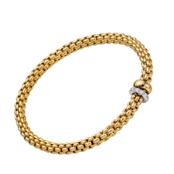 Fope Jewellery - Bracelet FOPE 18K Yellow Gold Solo Flex-it Bracelet with Diamonds