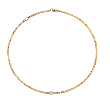 Fope Jewellery - Necklace FOPE Eka Tiny 18k Yellow Gold and Diamond Pav&eacute; Necklace