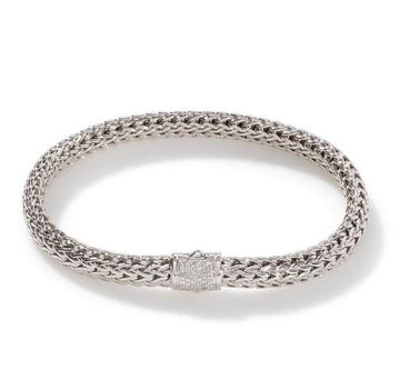 John Hardy Sterling Silver Iconic 5mm Bracelet with Diamonds