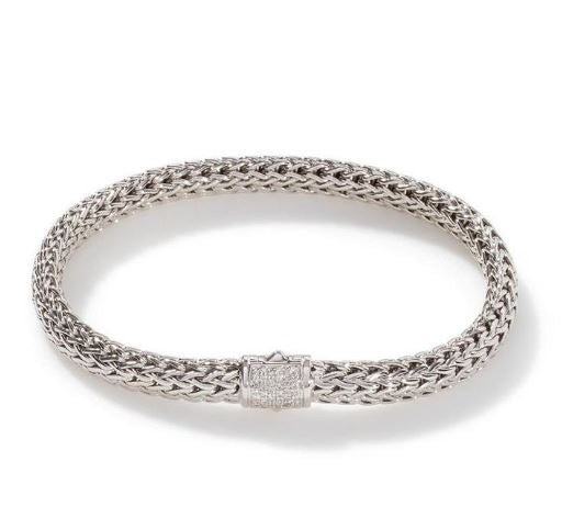 John Hardy Sterling Silver Iconic 5mm Bracelet with Diamonds