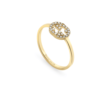 Gucci Jewellery - Rings Gucci 18K Yellow Gold Interlocking G Ring with Diamonds Size 15