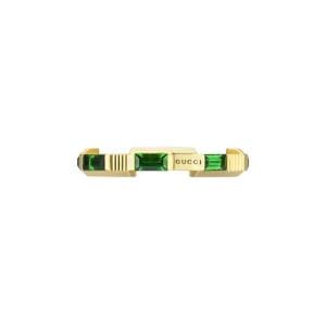 Gucci Jewellery - Band - Coloured Stone Gucci 18K Yellow Gold Link to Love Green Tourmaline Band Size 6