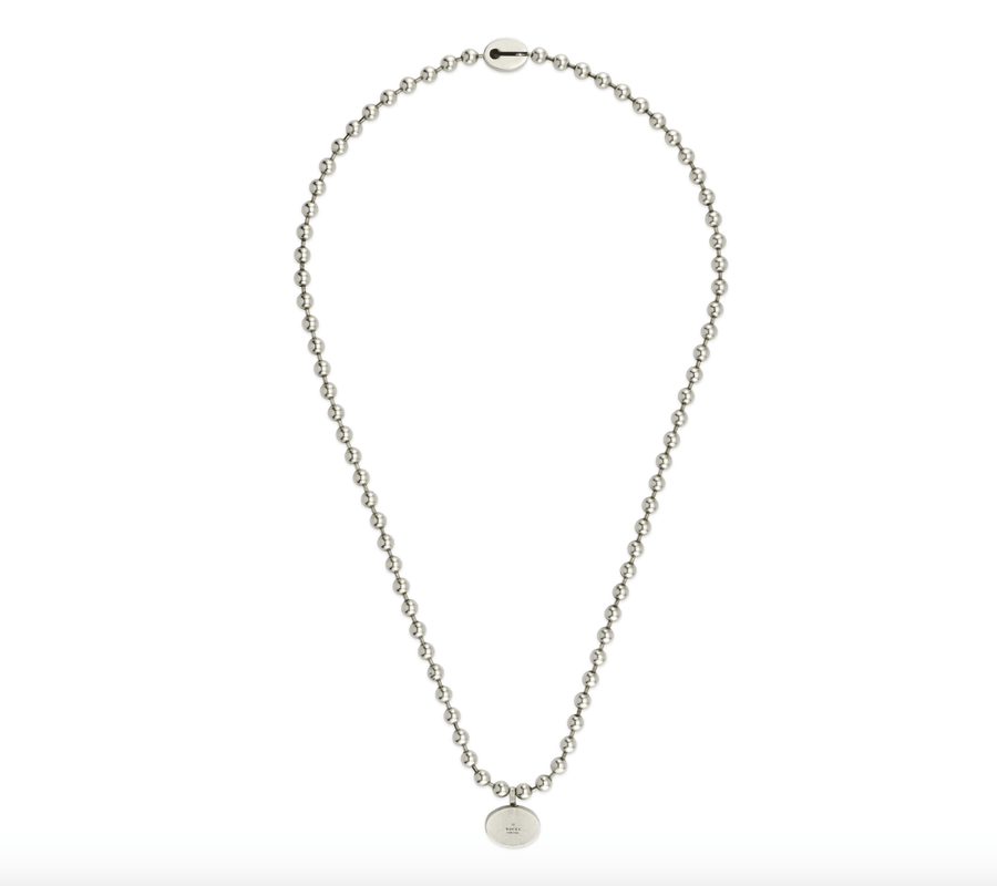 Gucci Jewellery - Necklace Gucci Interlocking G Boule Blue Enamel Sterling Silver Necklace
