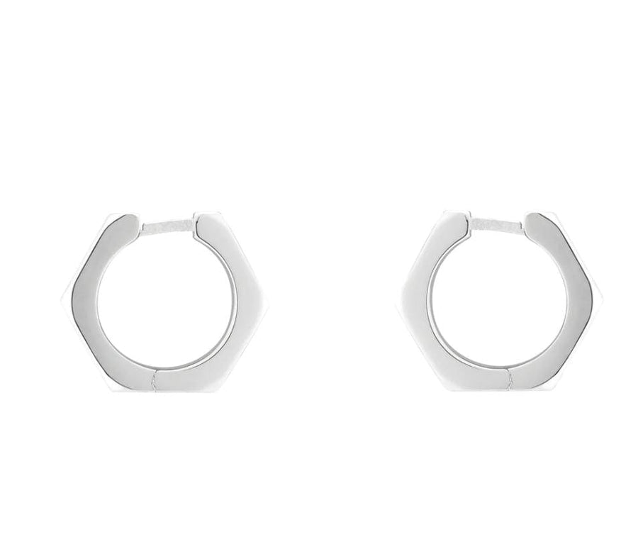 Gucci Jewellery - Earrings - Hoop Gucci Silver 16mm Octagon Huggie Hoop Earrings
