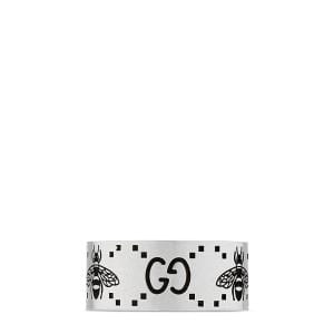 Gucci Jewellery - Rings Gucci Silver GG and Bee 9mm Band Size 7.5