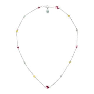 Gucci Jewellery - Necklace GUCCI Sterling Silver Interlocking G Necklace With Multicolor Enamel