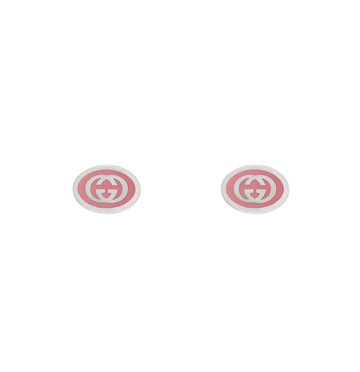 Gucci Jewellery - Earrings - Stud Gucci Sterling Silver Pink Enamel Interlocking G Studs