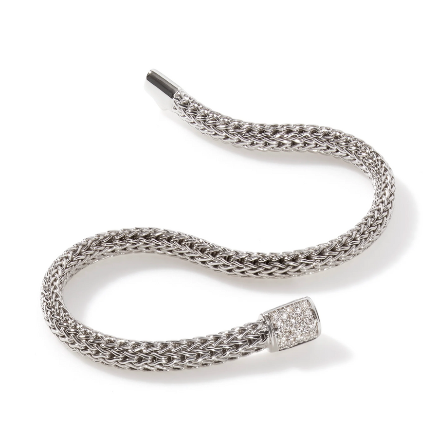 John Hardy Sterling Silver Iconic 5mm Bracelet with Diamonds