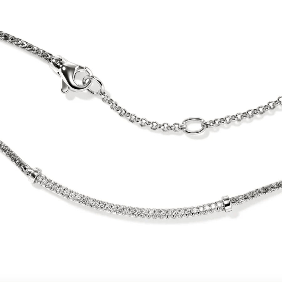 John Hardy Jewellery - Necklace John Hardy 1.8mm Essential Pave Silver and Diamonds Necklace
