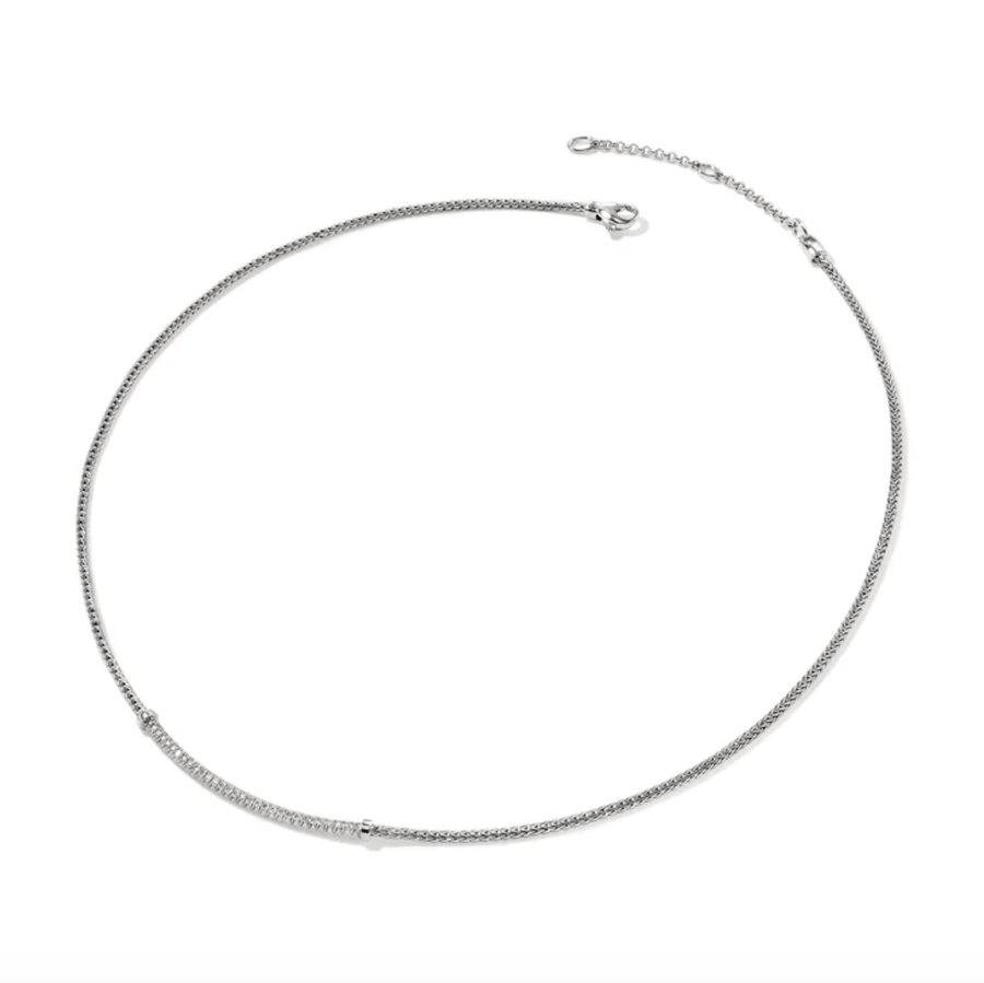 John Hardy Jewellery - Necklace John Hardy 1.8mm Essential Pave Silver and Diamonds Necklace
