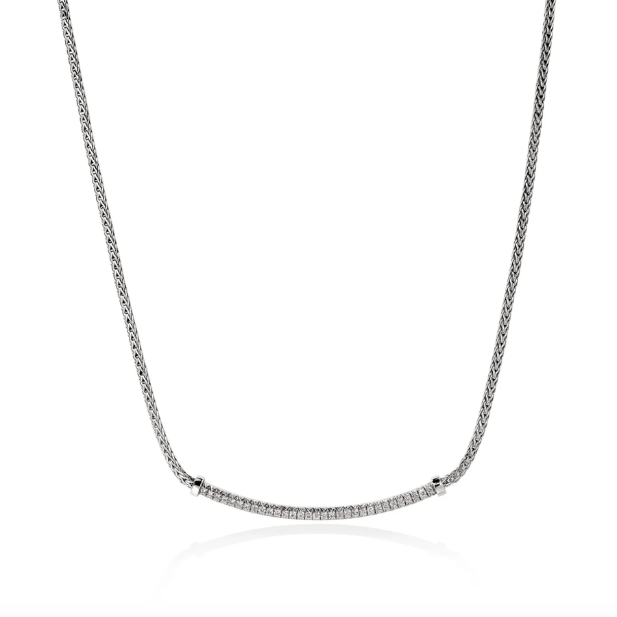 John Hardy Jewellery - Necklace John Hardy 1.8mm Essential Pave Silver and Diamonds Necklace