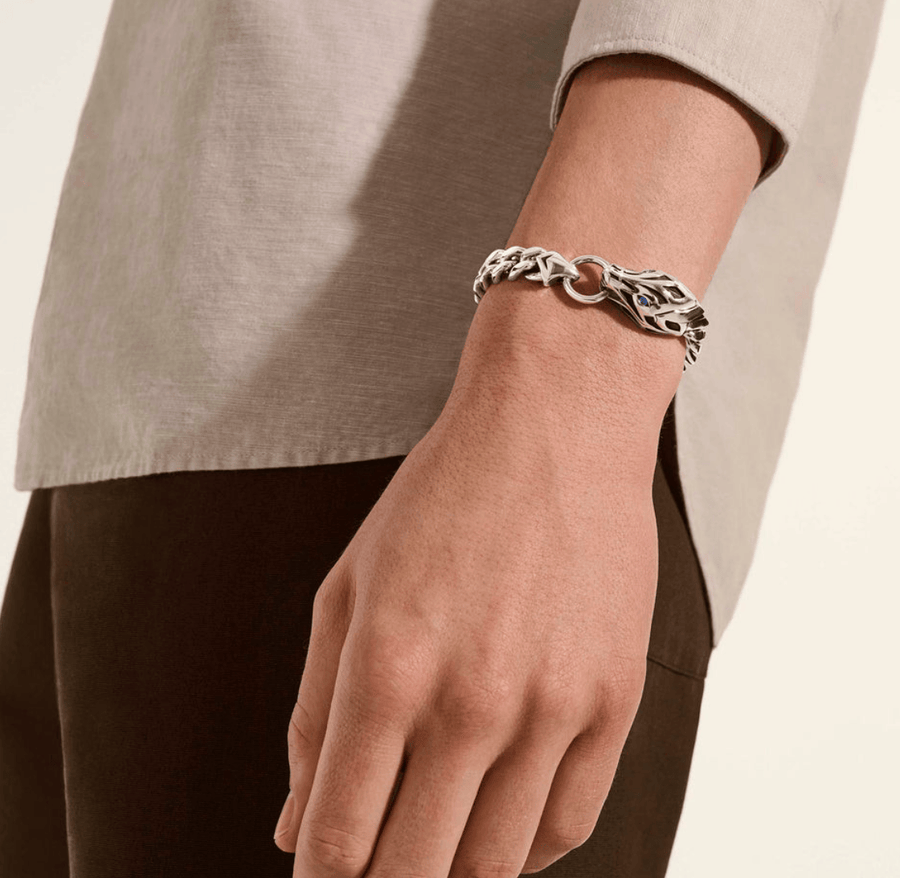 John Hardy Jewellery - Bracelet John Hardy 11 mm Silver Naga Bracelet with Blue Sapphires