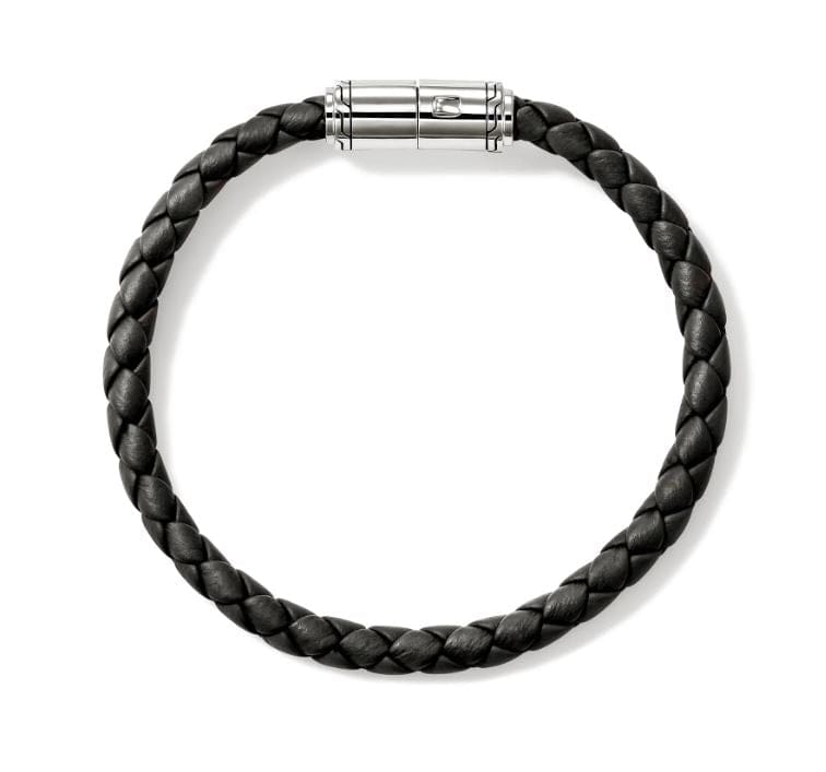 John Hardy Jewellery - Bracelet John Hardy Silver 6mm Black Leather Bracelet 7.5 Inches