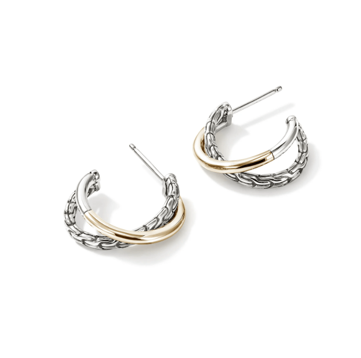 John Hardy Jewellery - Earrings John Hardy Sreling Silver and 18K Essential Crossover Hoops