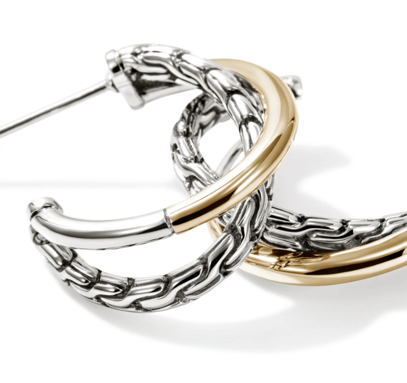 John Hardy Jewellery - Earrings John Hardy Sreling Silver and 18K Essential Crossover Hoops