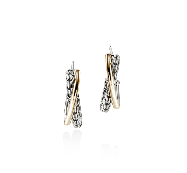 John Hardy Jewellery - Earrings John Hardy Sreling Silver and 18K Essential Crossover Hoops