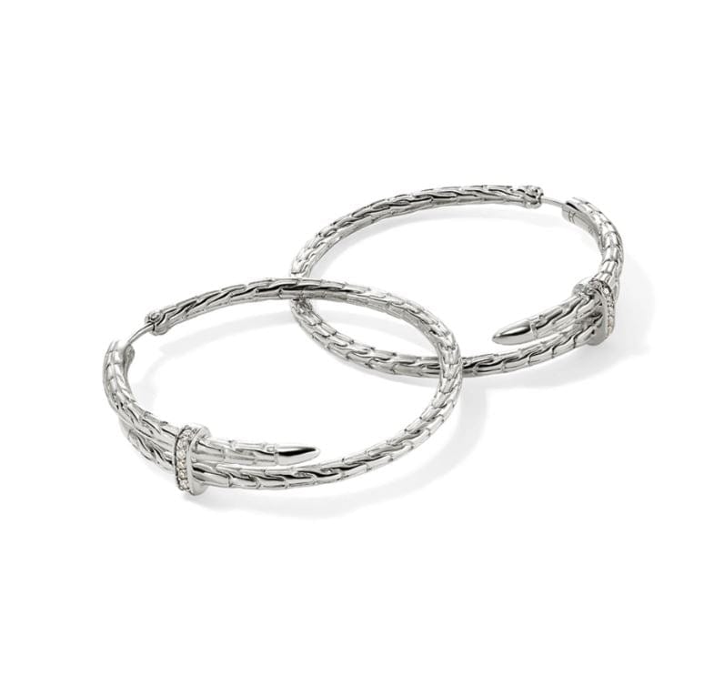 John Hardy Jewellery - Earrings - Hoop John Hardy Sterling Silver 40mm Diamond Spear Hoops