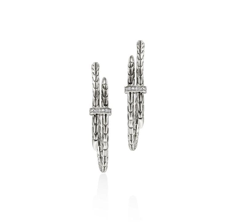John Hardy Jewellery - Earrings - Hoop John Hardy Sterling Silver 40mm Diamond Spear Hoops