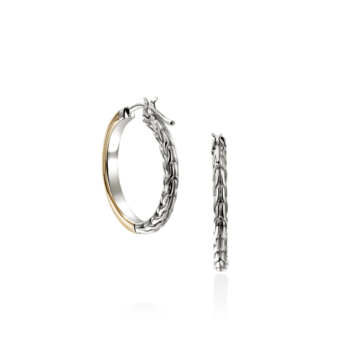 John Hardy Jewellery - Earrings - Hoop John Hardy Sterling Silver and 18K Essential 22mm Hoops