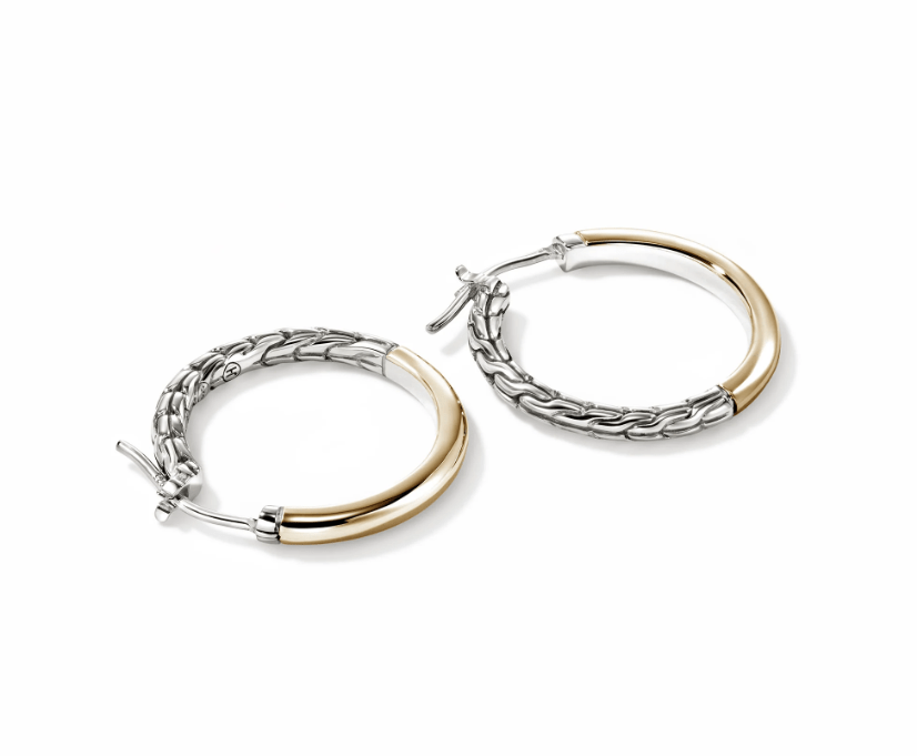 John Hardy Jewellery - Earrings - Hoop John Hardy Sterling Silver and 18K Essential 22mm Hoops