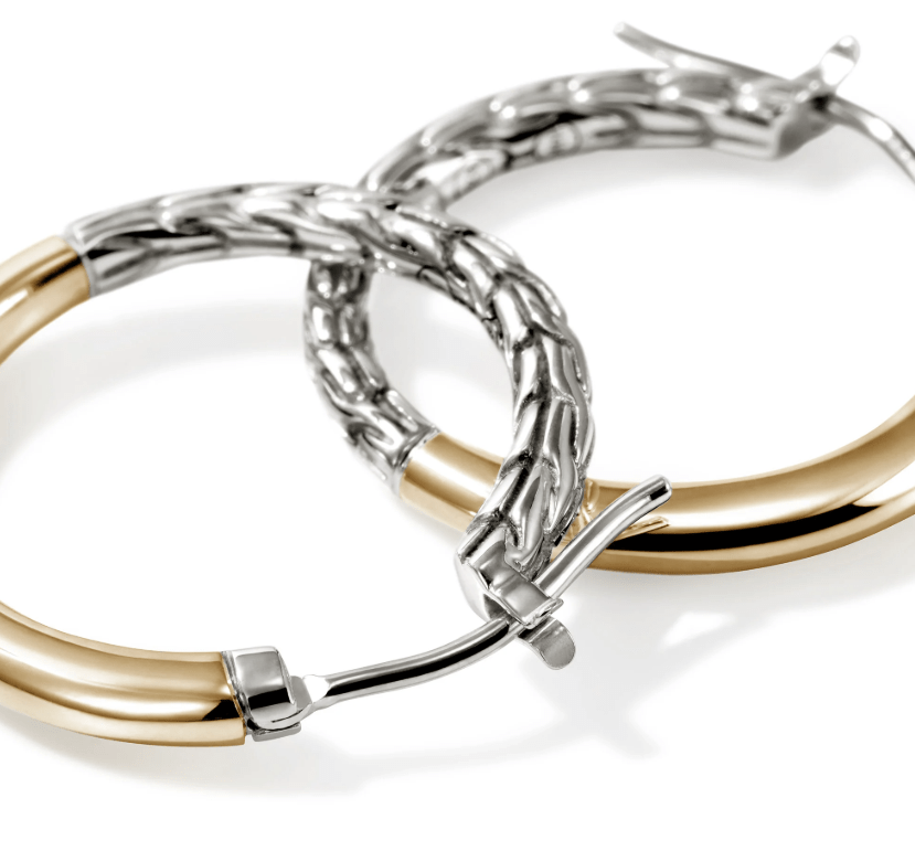 John Hardy Jewellery - Earrings - Hoop John Hardy Sterling Silver and 18K Essential 22mm Hoops