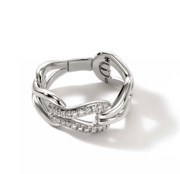 John Hardy Jewellery - Rings John Hardy Sterling Silver and Diamond Surf Link Ring