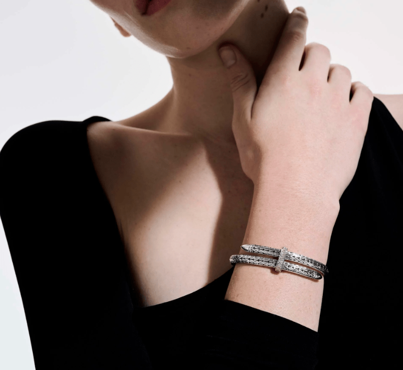 John Hardy Jewellery - Bracelet John Hardy Sterling Silver Diamond Spear Flex Cuff
