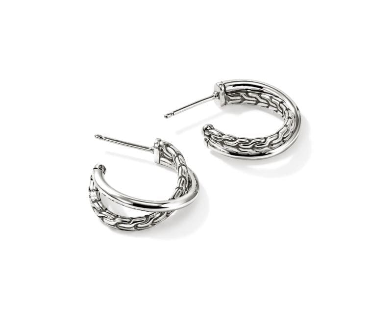John Hardy Jewellery - Earrings - Hoop John Hardy Sterling Silver Essential Crossover Hoops