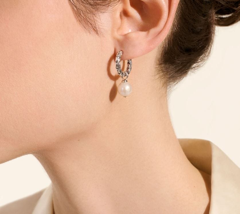 John Hardy Jewellery - Earrings - Drop John Hardy Sterling Silver Essentials Pearl Drop Hoops