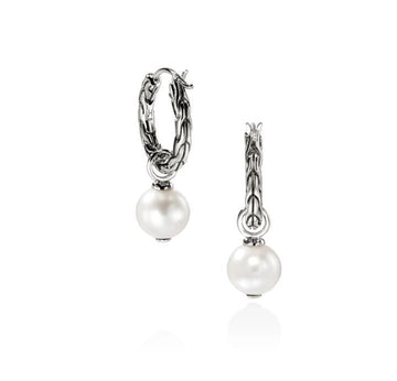 John Hardy Jewellery - Earrings - Drop John Hardy Sterling Silver Essentials Pearl Drop Hoops