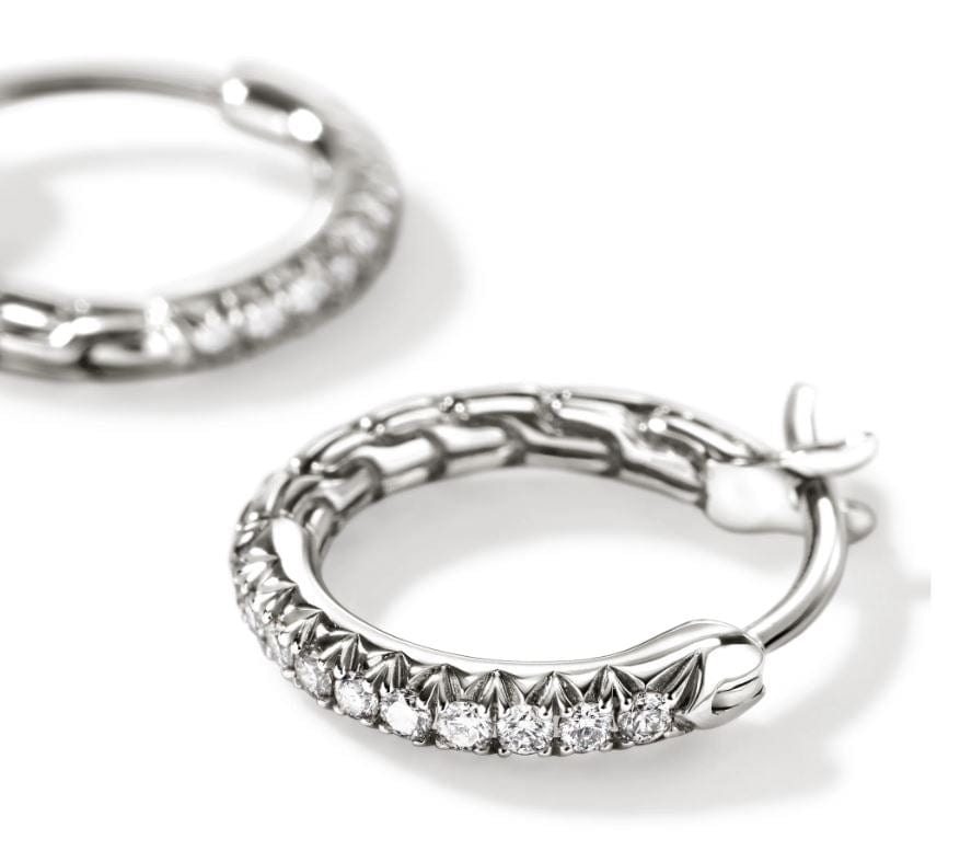 John Hardy Jewellery - Earrings - Hoop John Hardy Sterling Silver Essentials Small Diamond Pavé Hoops