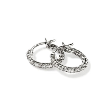John Hardy Jewellery - Earrings - Hoop John Hardy Sterling Silver Essentials Small Diamond Pavé Hoops