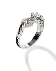 John Hardy Sterling Silver Naga Ring with Diamonds