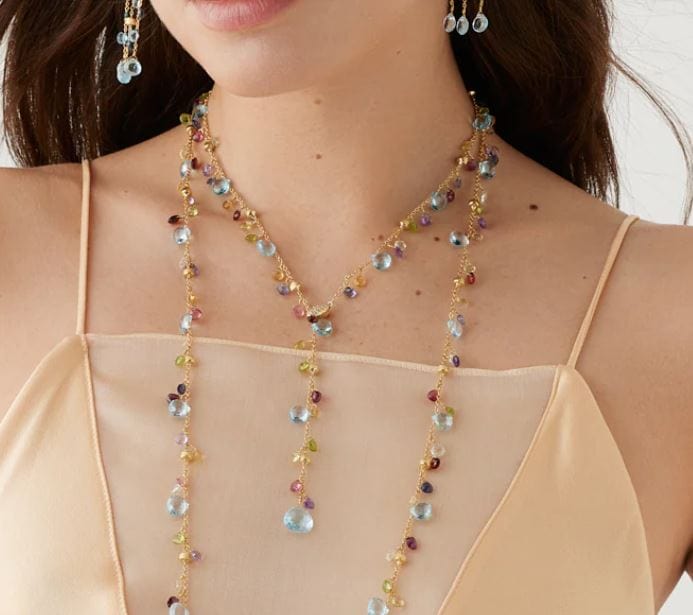 Marco Bicego Jewellery - Necklace Marco Bicego 18K Paradise Mixed Gem Cascade Necklace