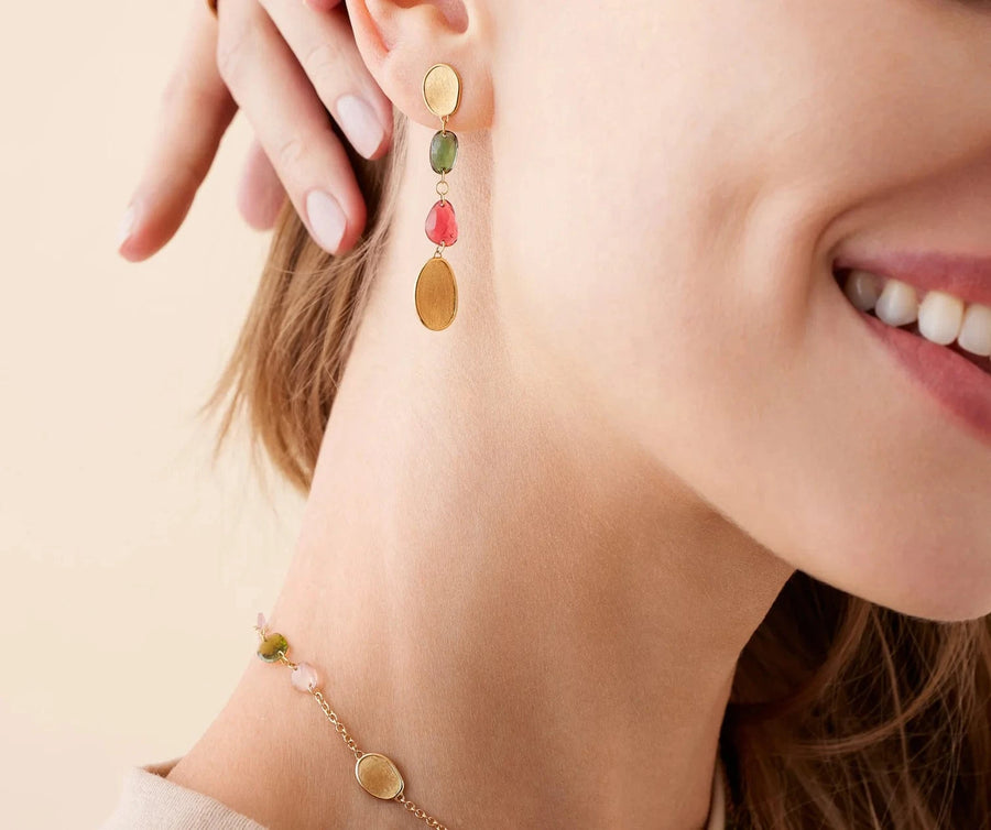 Marco Bicego Jewellery - Earrings - Drop Marco Bicego 18K Yellow Gold Lunaria Color Mixed Tourmaline Drop Earrings