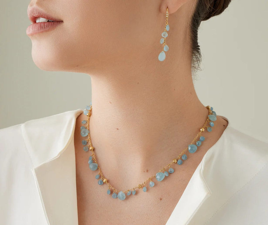 Marco Bicego Jewellery - Necklace Marco Bicego 18K Yellow Gold Paradise Aquamarine Dangles Necklace