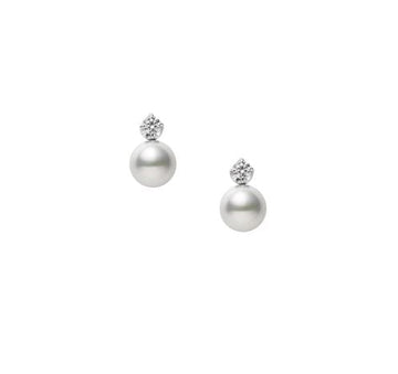 Mikimoto Jewellery - Earrings - Stud Mikimoto 18K White Gold Classic Akoya Pearl Diamond Studs