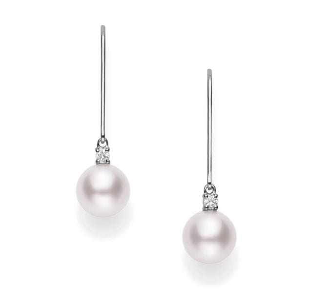 Mikimoto Jewellery - Earrings - Drop Mikimoto 18K White Gold Diamond Akoya 7mm Pearl Drop Earrings